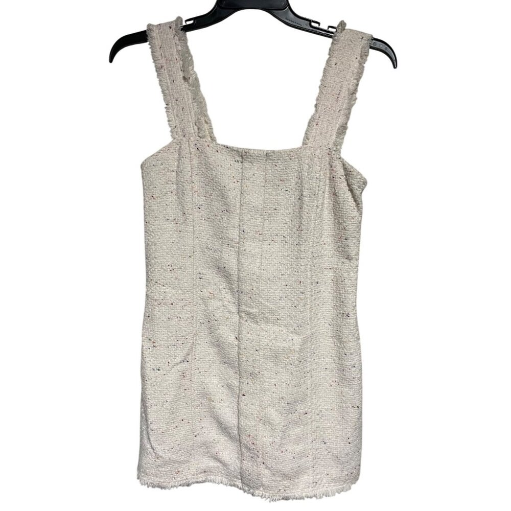 House Of Harlow 1960 Womens Tweed Sleeveless Micro Mini Dress Cream Size S